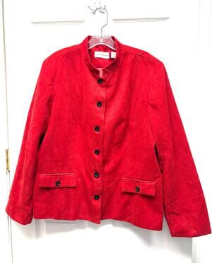 Alfred Dunner Jacket Women’s Size 20 Red Button Front Lined Structured